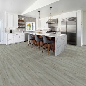 Wire Brushed Nickel Finished Stone-Core Flooring - 7"