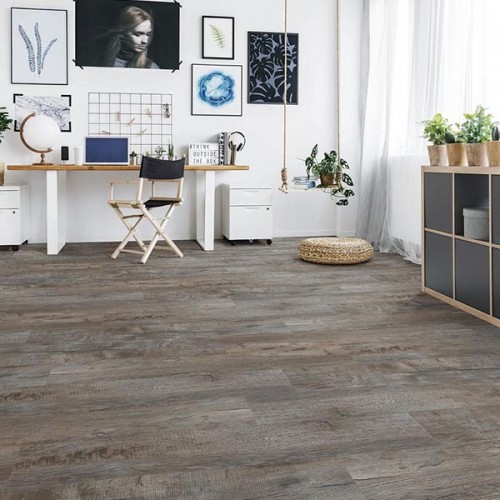 Wire Brushed Charcoal Rigid Core Flooring - 7"