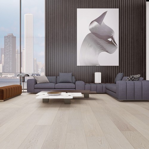 Wire Brushed Glacier Hickory Flooring - 7.5"
