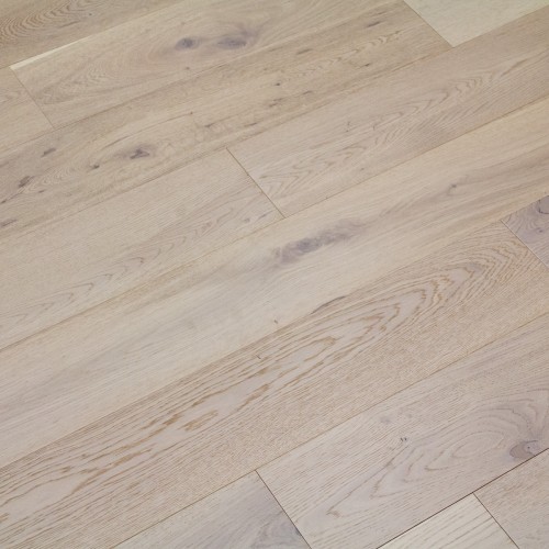 Wire Brushed Bisque White Oak Flooring - 7"